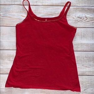 New York & Company Red Women’s Tank Shimmer Trim